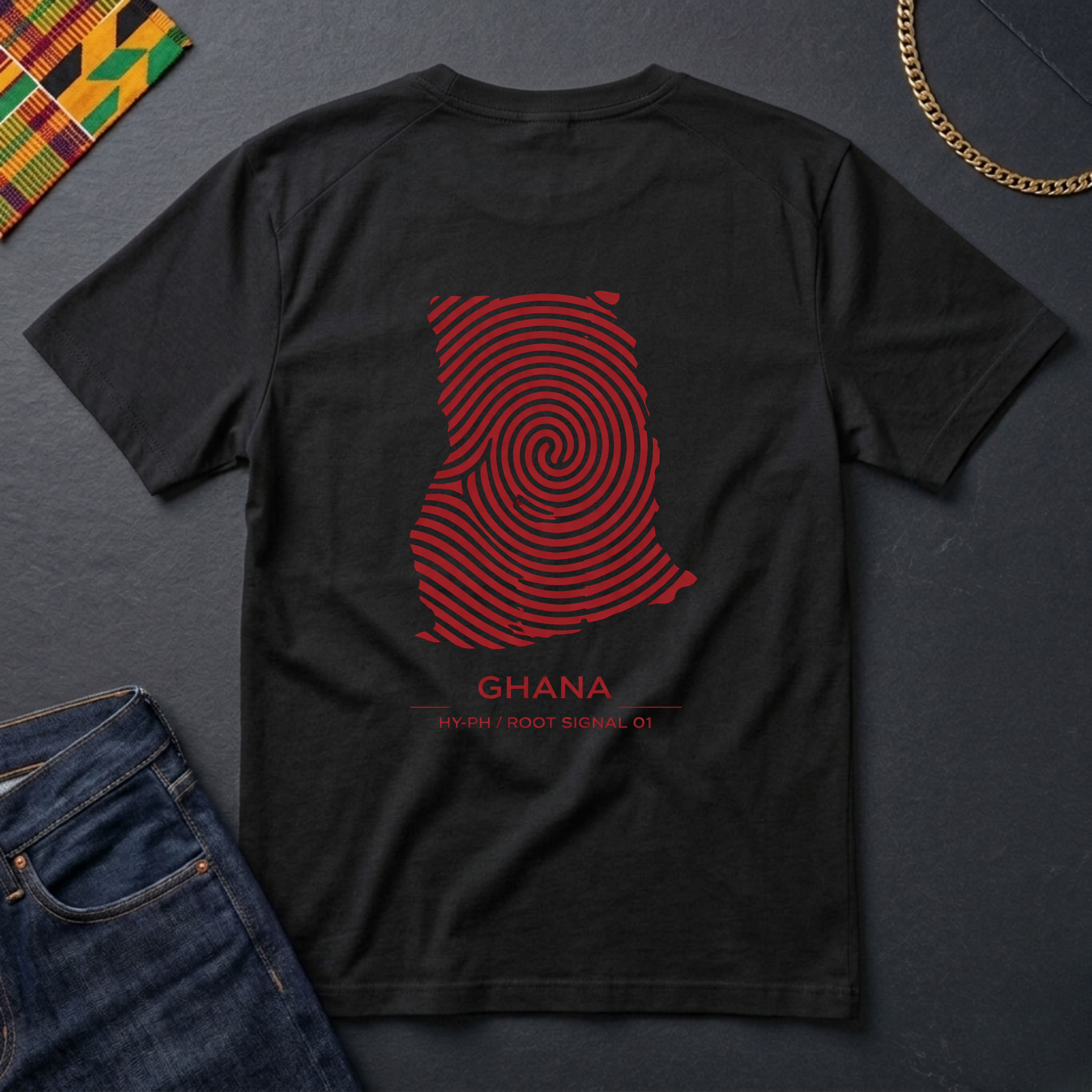 Ghana Fingerprint - Red (Back Print)