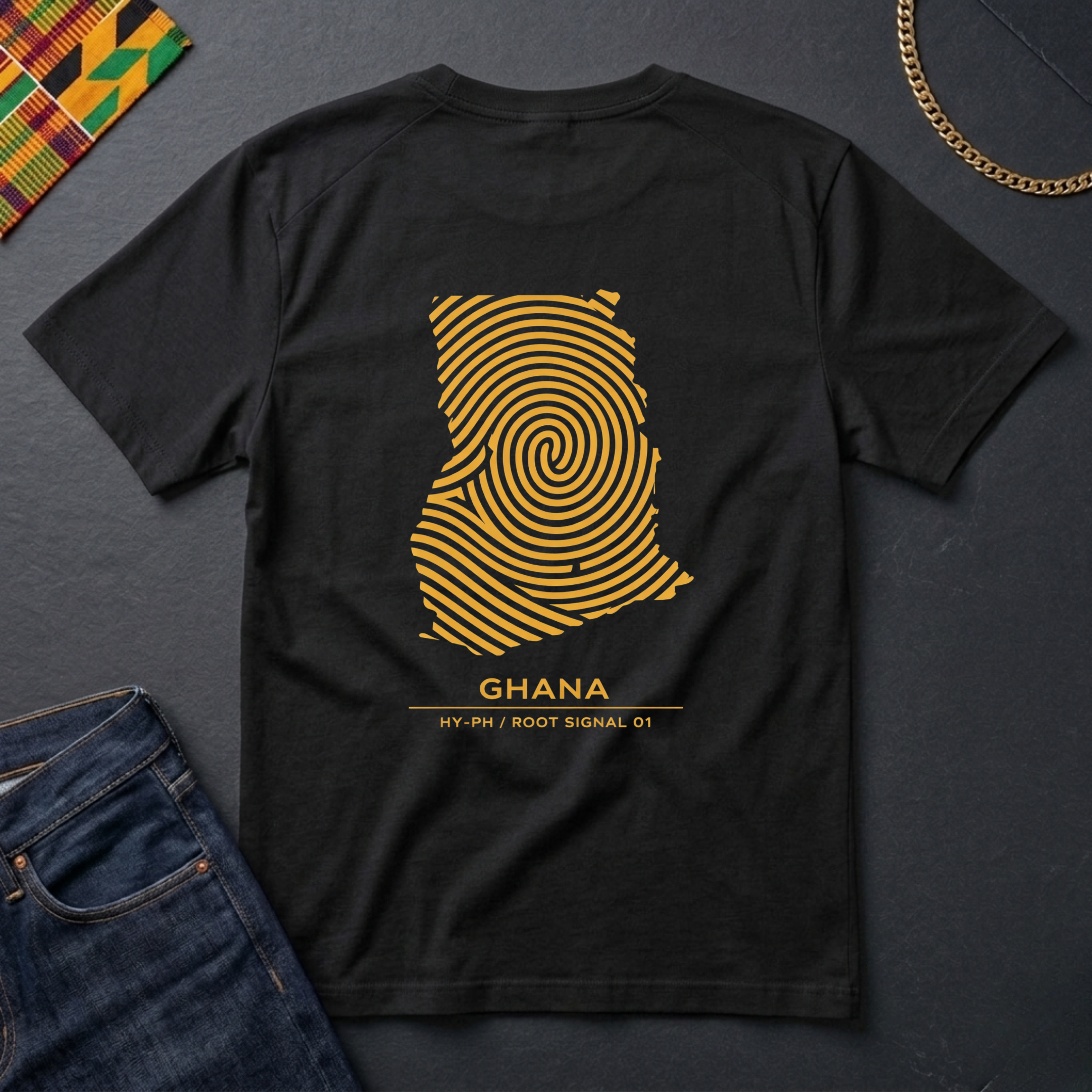 Ghana Fingerprint - Gold (Back Print)